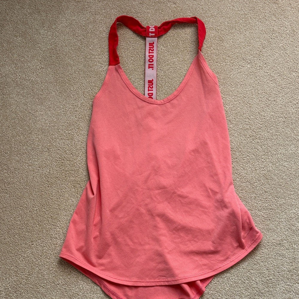 Coral Racerback Tank Top with Contrast Strap